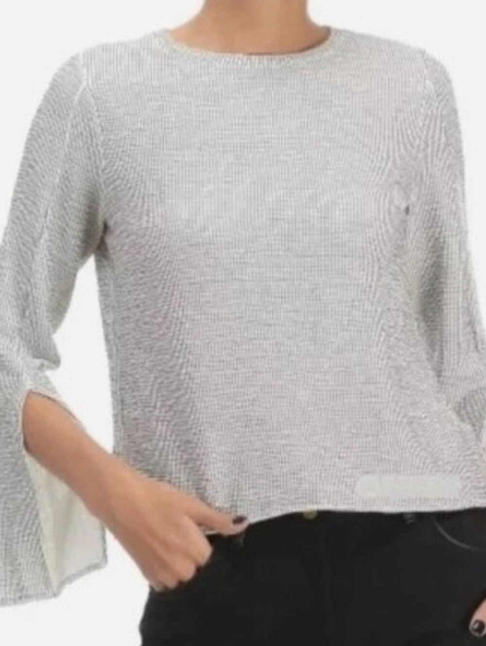 💥3/$20💥 Zara Split Sleeve Puckered Knit Top - White/Black Check - Size M